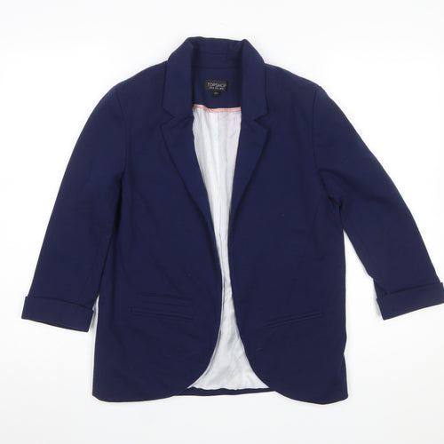 Topshop Women Blue Regular Fit Notch Lapel Blazer Size 10