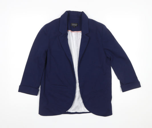 Topshop Women Blue Regular Fit Notch Lapel Blazer Size 10