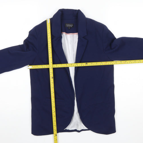 Topshop Women Blue Regular Fit Notch Lapel Blazer Size 10