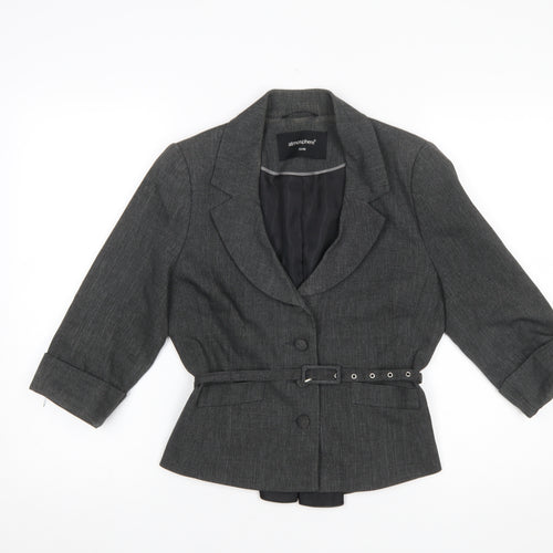 Atmosphere Women's Grey Belted Blazer Size 12 Tailored Work Jacket