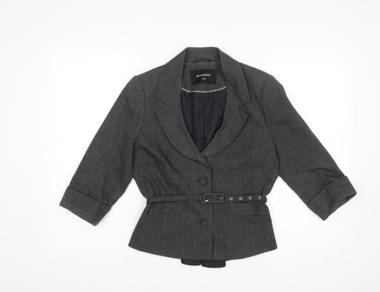 Atmosphere Women's Grey Belted Blazer Size 12 Tailored Work Jacket