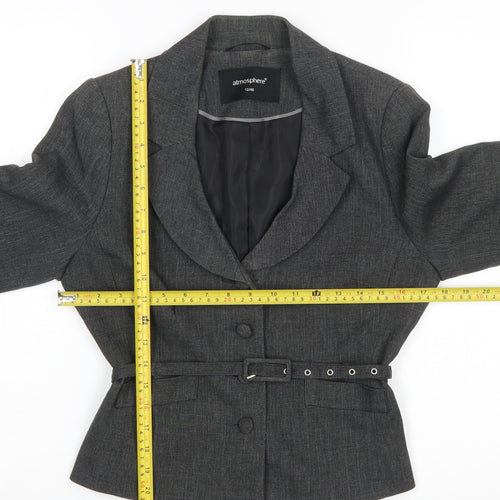 Atmosphere Women's Grey Belted Blazer Size 12 Tailored Work Jacket