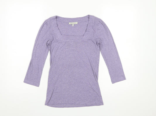 Laura Ashley Women's Purple 3/4 Sleeve Square Neck Jersey Top UK 8