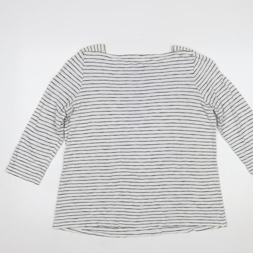 Fat Face Womens Ivory Striped 3/4 Sleeve Boat Neck T-Shirt UK 14