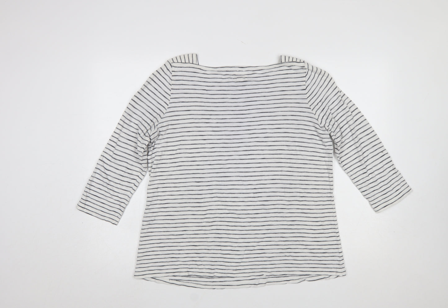 Fat Face Womens Ivory Striped 3/4 Sleeve Boat Neck T-Shirt UK 14