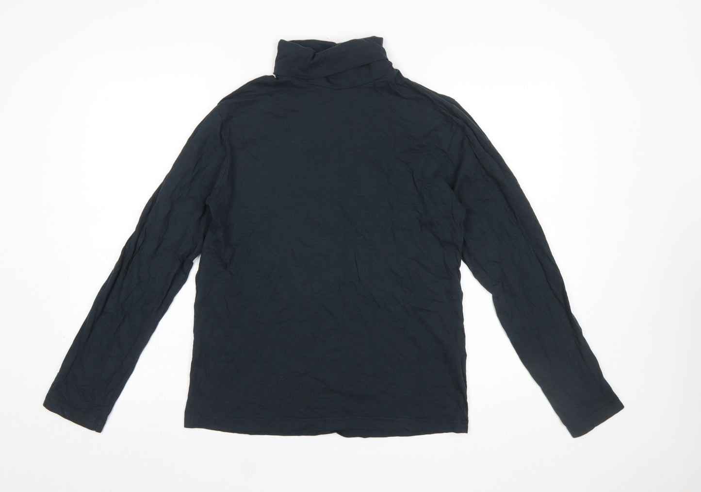 Rock & Rock Women's Black Cotton Roll Neck Long Sleeve Top Size L