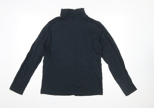 Rock & Rock Women's Black Cotton Roll Neck Long Sleeve Top Size L