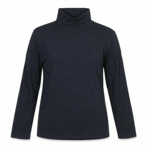 Rock & Rock Women's Black Cotton Roll Neck Long Sleeve Top Size L