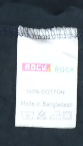 Rock & Rock Women's Black Cotton Roll Neck Long Sleeve Top Size L