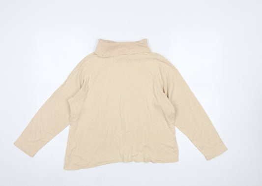 Cotton Traders Women Beige Size 12 Roll Neck Long Sleeve Top