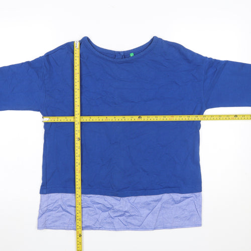 United Colors of Benetton Women's Blue Cotton Button Back Long Sleeve Blouse Size S