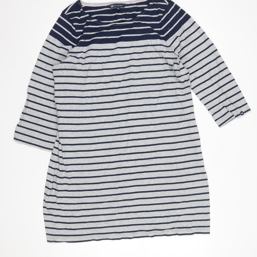 Crew Clothing Company Women Blue Striped Cotton T-Shirt Dress Size 16