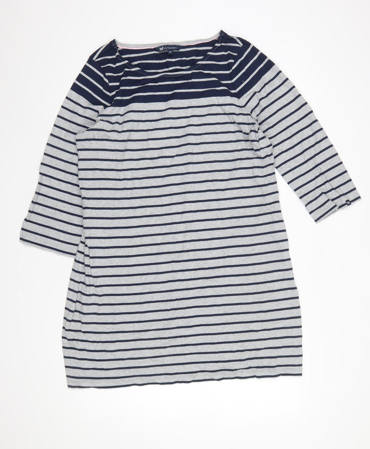 Crew Clothing Company Women Blue Striped Cotton T-Shirt Dress Size 16