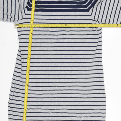 Crew Clothing Company Women Blue Striped Cotton T-Shirt Dress Size 16