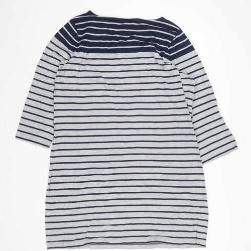 Crew Clothing Company Women Blue Striped Cotton T-Shirt Dress Size 16