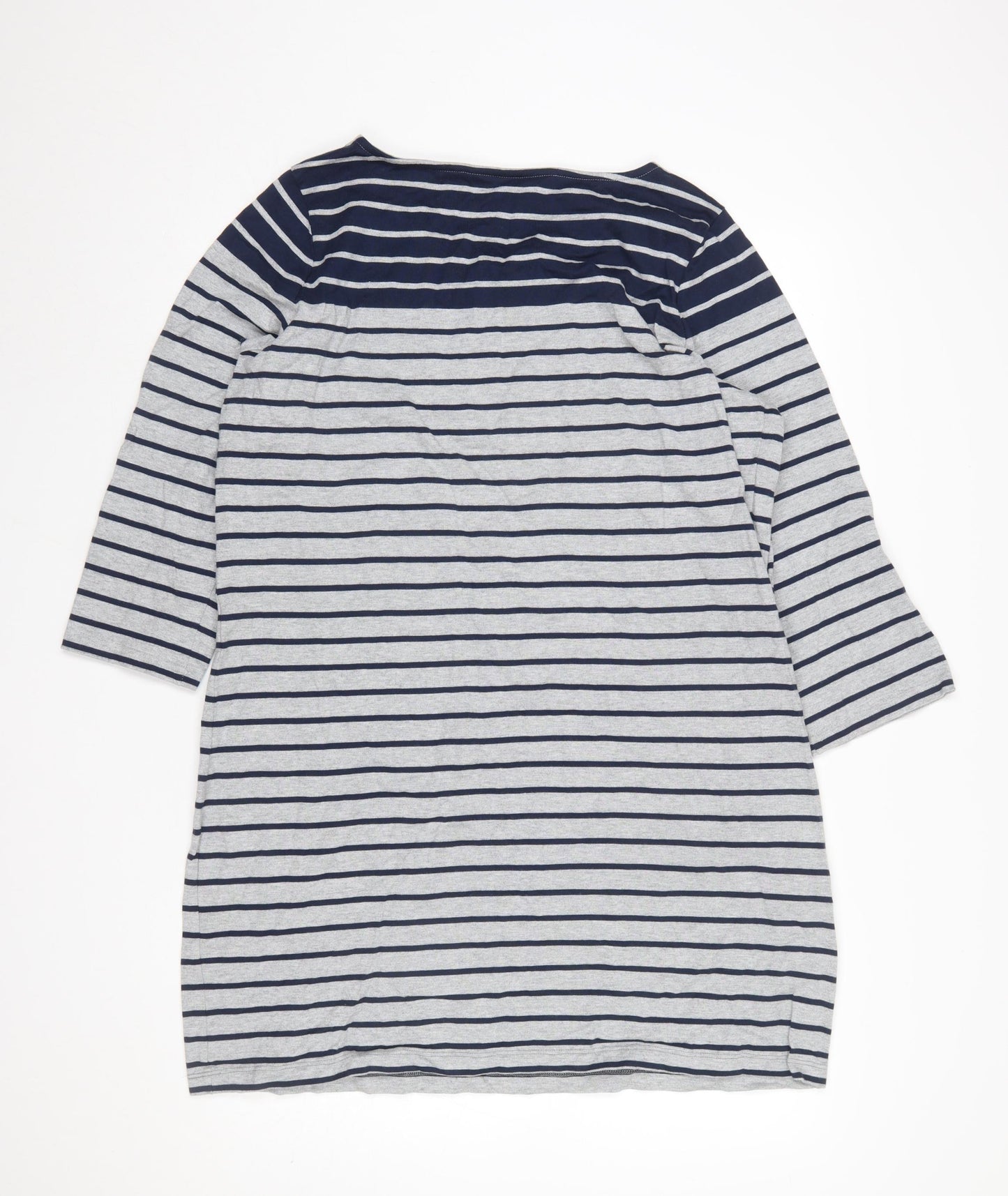Crew Clothing Company Women Blue Striped Cotton T-Shirt Dress Size 16