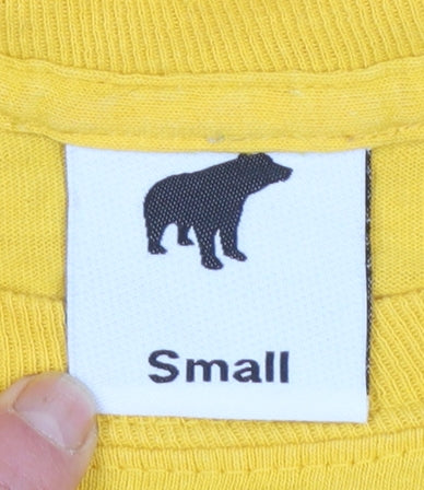 Plain Bear Men's Yellow Long Sleeve Cotton T-Shirt Small