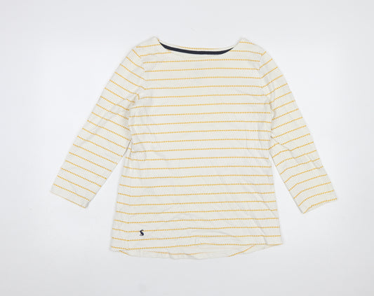 Joules Women’s Ivory Striped 3/4 Sleeve Cotton Nautical Top Size 10