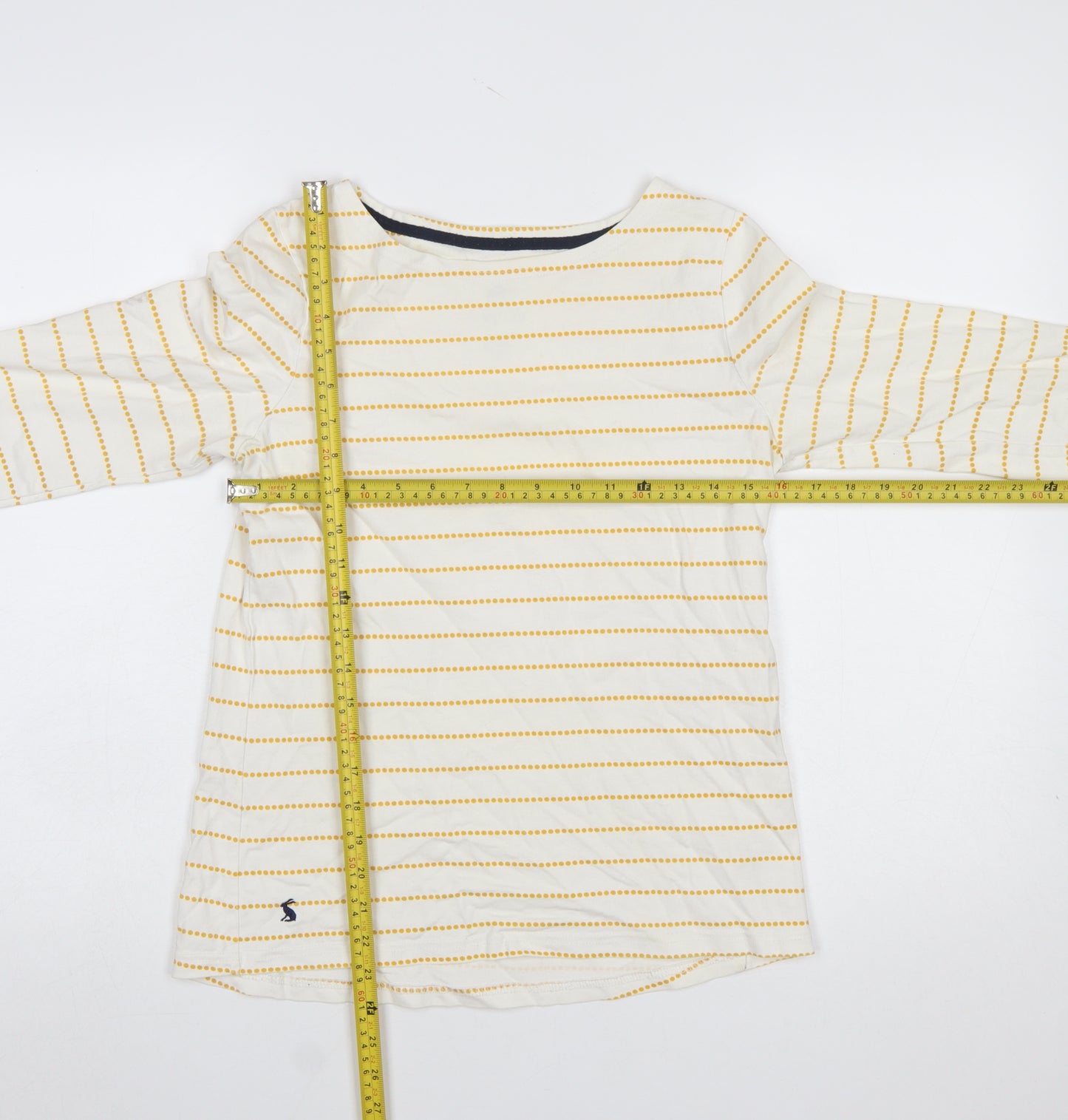 Joules Women’s Ivory Striped 3/4 Sleeve Cotton Nautical Top Size 10