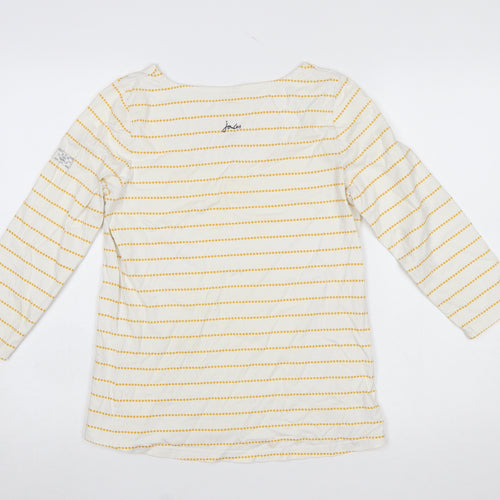 Joules Women’s Ivory Striped 3/4 Sleeve Cotton Nautical Top Size 10