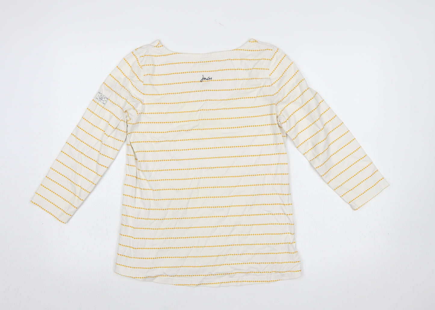Joules Women’s Ivory Striped 3/4 Sleeve Cotton Nautical Top Size 10