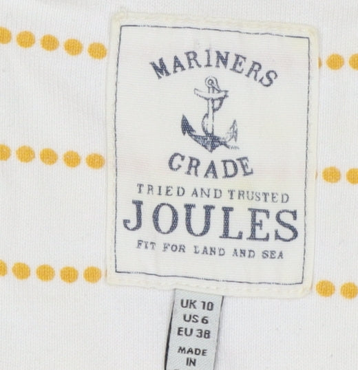 Joules Women’s Ivory Striped 3/4 Sleeve Cotton Nautical Top Size 10