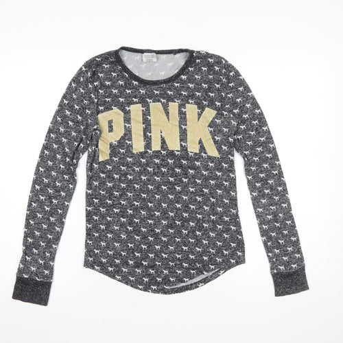 Victoria's Secret Women Grey XS Long Sleeve Animal Print Pyjama Top