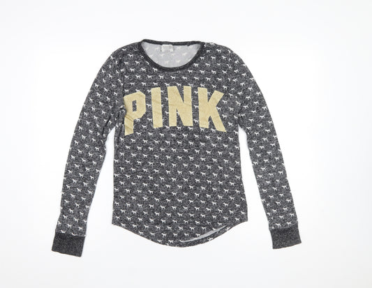 Victoria's Secret Women Grey XS Long Sleeve Animal Print Pyjama Top