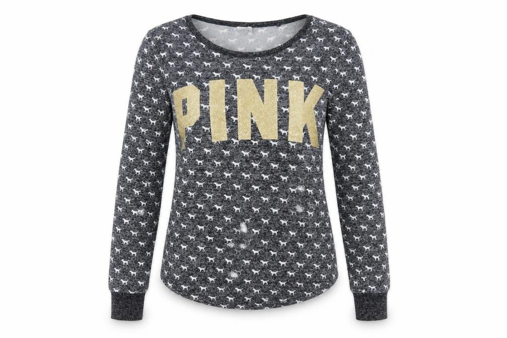 Victoria's Secret Women Grey XS Long Sleeve Animal Print Pyjama Top