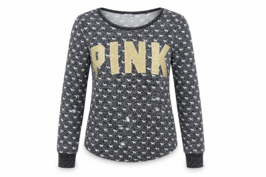 Victoria's Secret Women Grey XS Long Sleeve Animal Print Pyjama Top