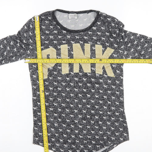 Victoria's Secret Women Grey XS Long Sleeve Animal Print Pyjama Top