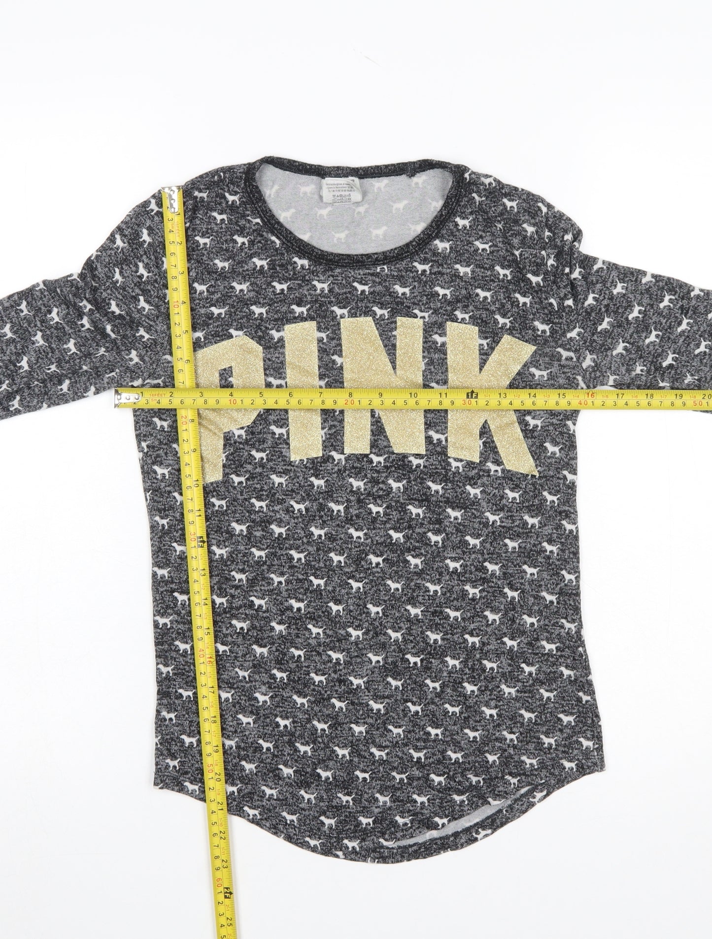 Victoria's Secret Women Grey XS Long Sleeve Animal Print Pyjama Top