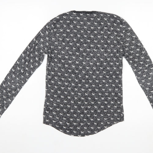 Victoria's Secret Women Grey XS Long Sleeve Animal Print Pyjama Top