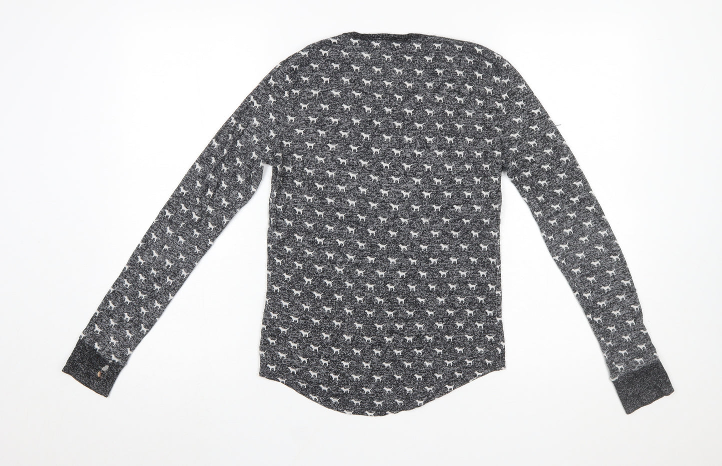 Victoria's Secret Women Grey XS Long Sleeve Animal Print Pyjama Top
