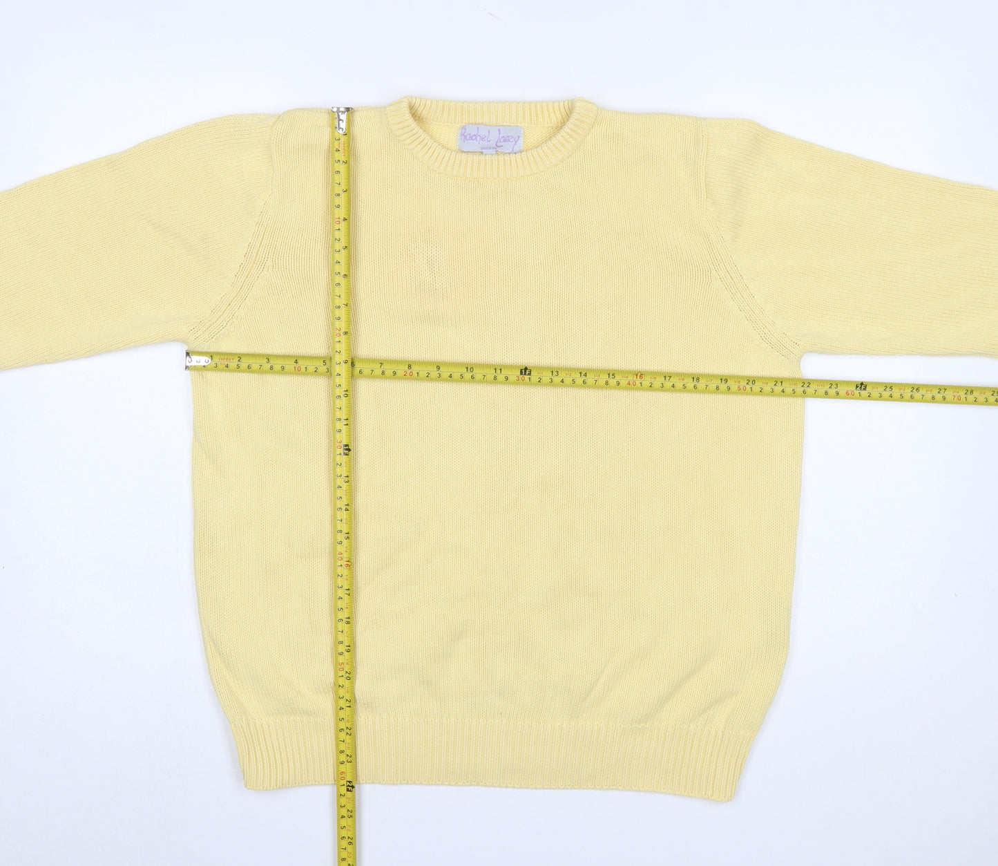 Rachel Lacey Womens Yellow Cotton Crew Neck Jumper Size 16