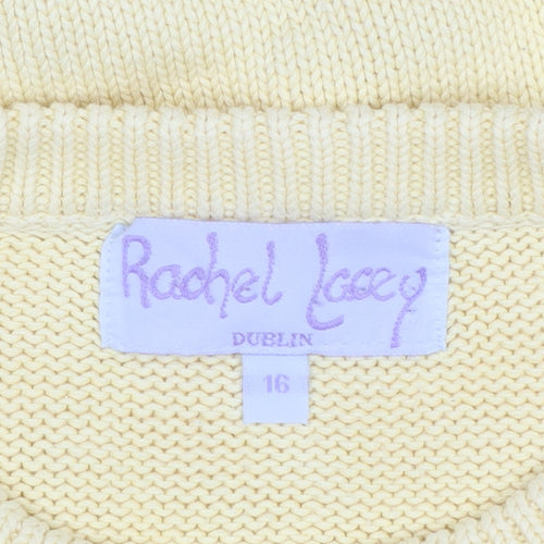 Rachel Lacey Womens Yellow Cotton Crew Neck Jumper Size 16