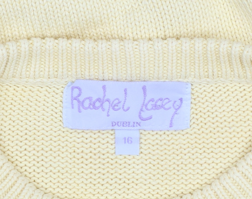Rachel Lacey Womens Yellow Cotton Crew Neck Jumper Size 16