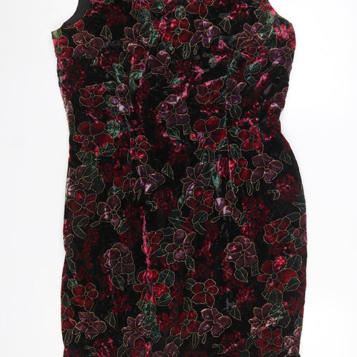 Etam Women’s Multicoloured Velvet Floral Bodycon Dress Size 14