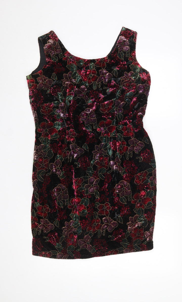 Etam Women’s Multicoloured Velvet Floral Bodycon Dress Size 14