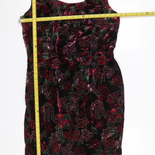 Etam Women’s Multicoloured Velvet Floral Bodycon Dress Size 14