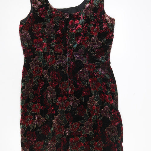 Etam Women’s Multicoloured Velvet Floral Bodycon Dress Size 14