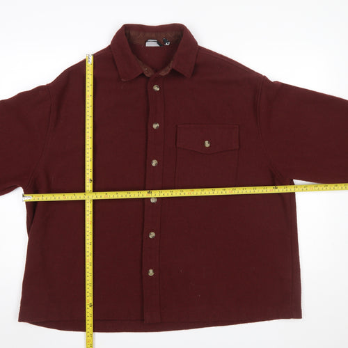 ASOS DESIGN Mens Red Wool Blend Shirt Jacket L 42in Casual Flannel