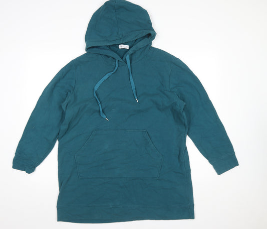 Civico 51 Womens Teal Longline Pullover Hoodie Size L Cotton Blend
