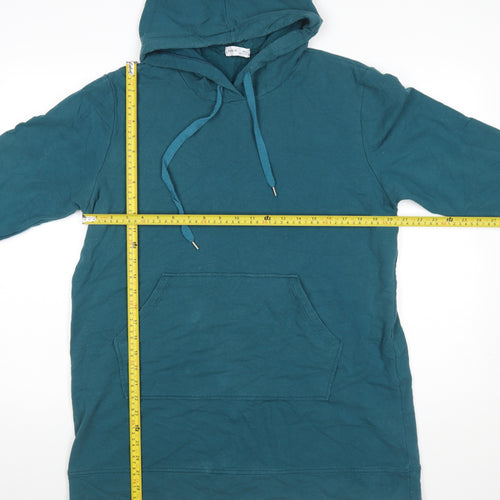Civico 51 Womens Teal Longline Pullover Hoodie Size L Cotton Blend