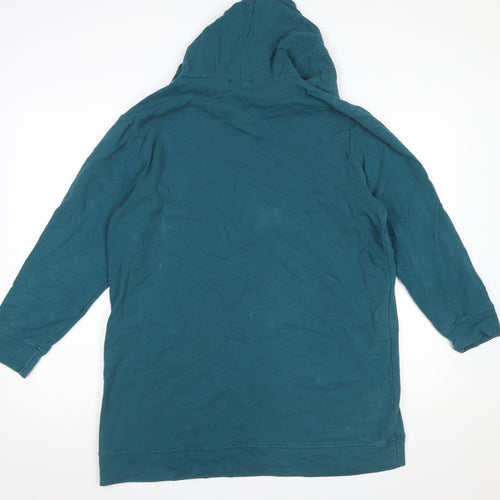 Civico 51 Womens Teal Longline Pullover Hoodie Size L Cotton Blend