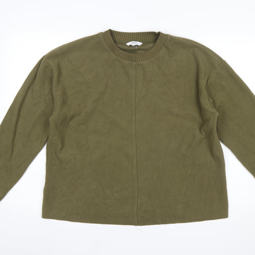Next Women Green Crew Neck Long Sleeve Cotton Blend Pullover Jumper Size 16
