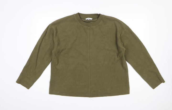 Next Women Green Crew Neck Long Sleeve Cotton Blend Pullover Jumper Size 16