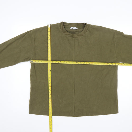Next Women Green Crew Neck Long Sleeve Cotton Blend Pullover Jumper Size 16
