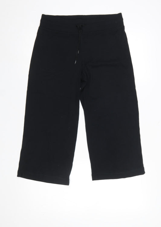 Esprit Sports Women's Black M Cropped Drawstring Cotton Trousers