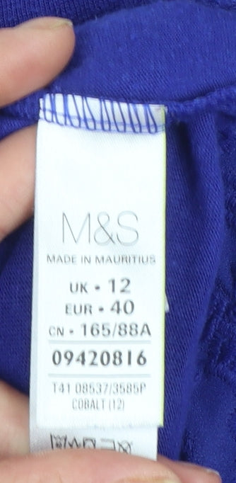Marks and Spencer Women Blue Embroidered Tunic Blouse UK 12